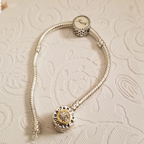 Sliver CZ double sided cross /faith charm - Picture 6 of 6